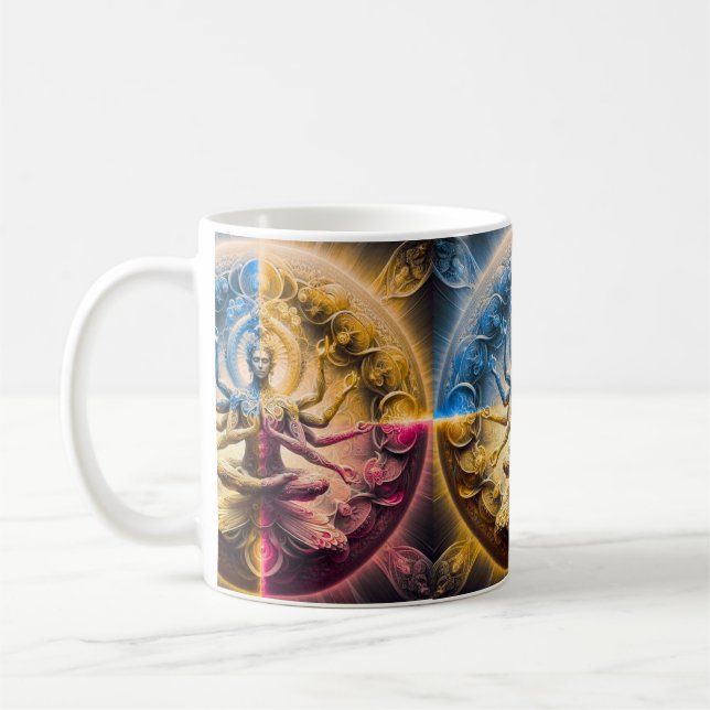 Cosmic Sacred Geometry God Mandala Mug | Multi Arm Kaffemugg (Vänster)