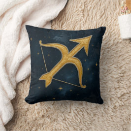 Cosmic Sagittarius Zodiac Shimmering Guld Archer Kudde