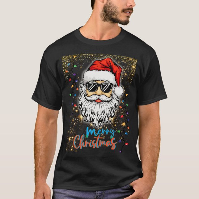 Cosmic Santa önskar God jul T Shirt (Framsida)