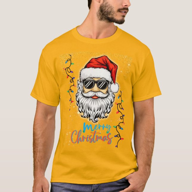 Cosmic Santa önskar God jul T Shirt (Framsida)
