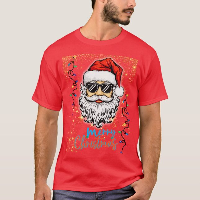 Cosmic Santa önskar God jul T Shirt (Framsida)