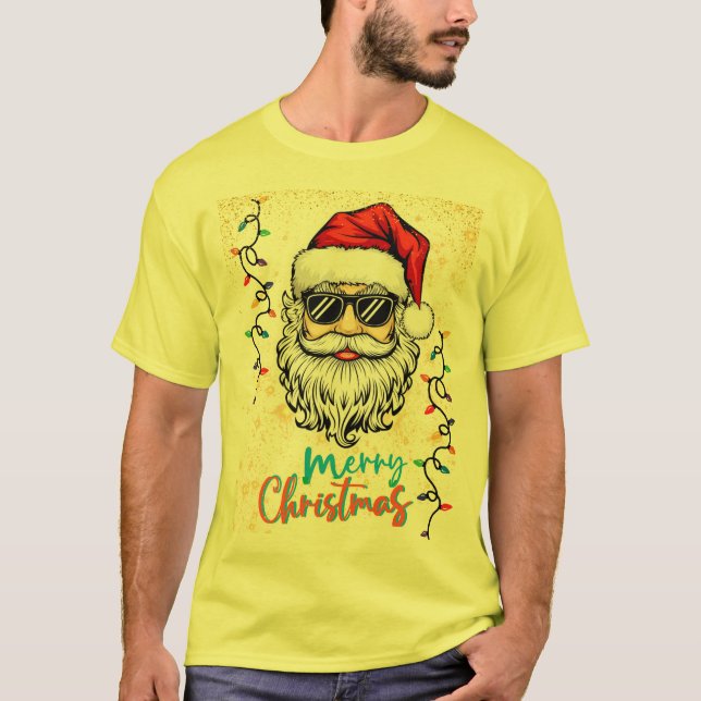 Cosmic Santa önskar God jul T Shirt (Framsida)