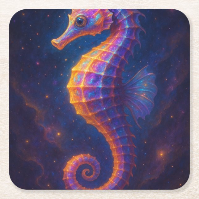 Cosmic Seahorse Underlägg Papper Kvadrat (Framsidan)