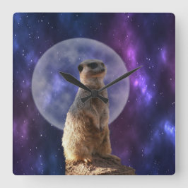 Cosmic Sentinel: Meerkat under hela månen Fyrkantig Klocka