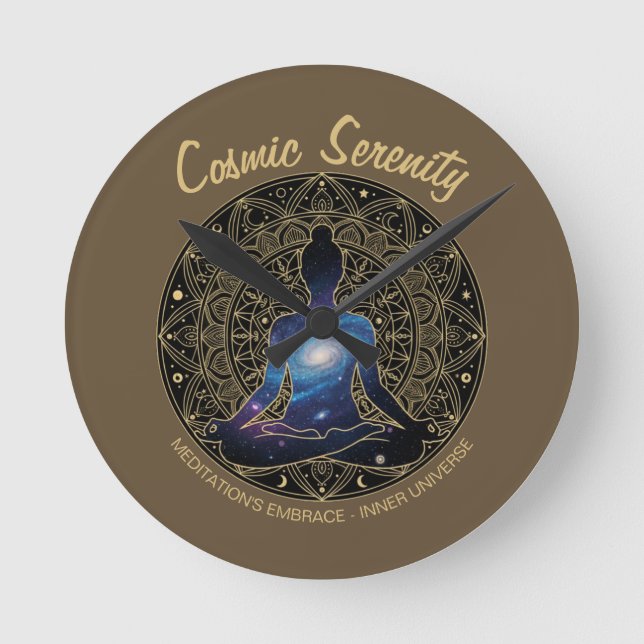 Cosmic Serenity Meditation – Mandala (INGA NUMMER) Rund Klocka (Framsida)