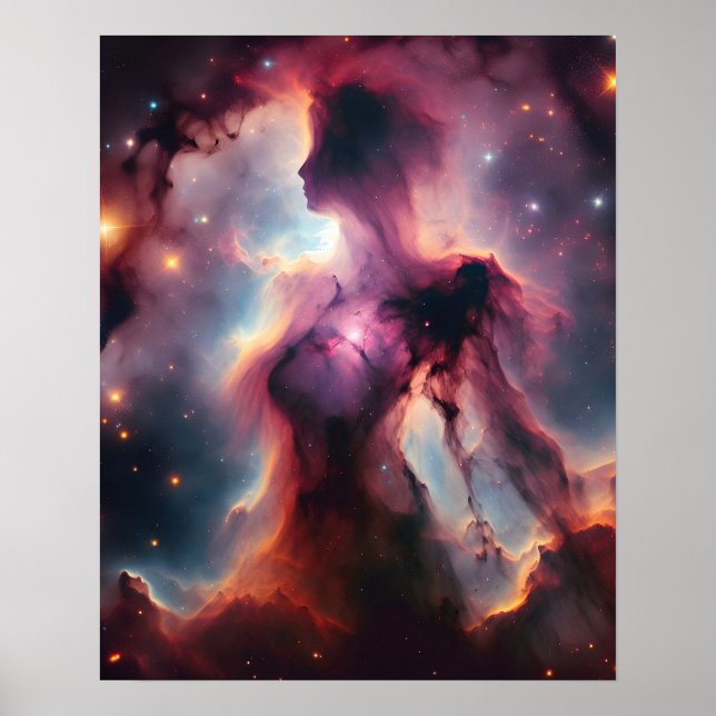 Cosmic Silhouette, Dam-Shaped Nebula och Stars Poster (Framsidan)