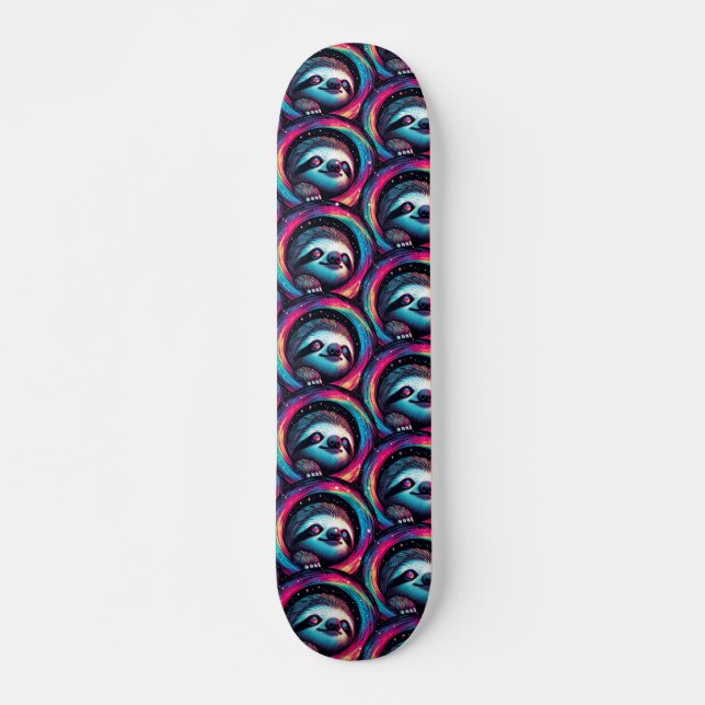 Cosmic Sloth Galaxy Art Mini Skateboard Bräda 18,5 Cm (Framsida)