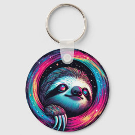Cosmic Sloth Galaxy Art Nyckelring