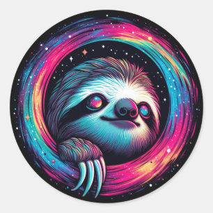 Cosmic Sloth Galaxy Art Runt Klistermärke