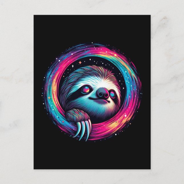 Cosmic Sloth Galaxy Art Vykort (Framsida)