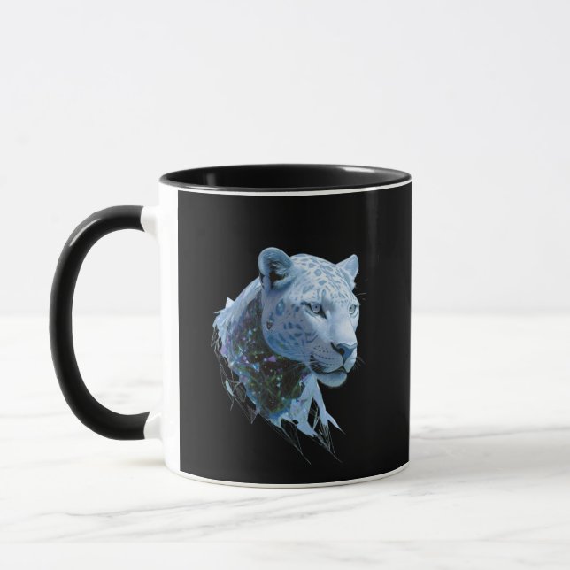 Cosmic Snow Leopard Abstract Art Mugg (Vänster)