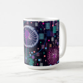 Cosmic Snow Storm: Abstract Maximalism Art Kaffemugg