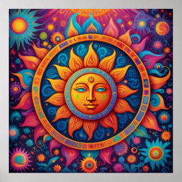 Cosmic Sol: A Psychedelic Tapestry Poster