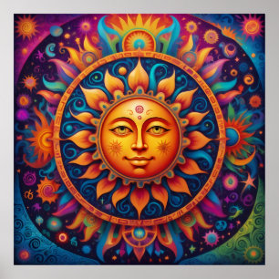 Cosmic Sol: A Psychedelic Tapestry Poster