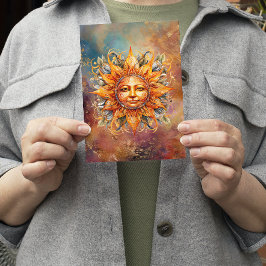 Cosmic Sol Ansikte Digital Art Kort