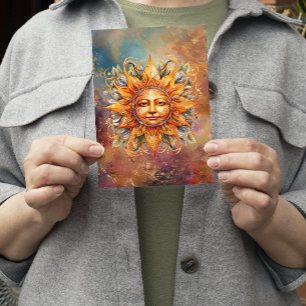 Cosmic Sol Ansikte Digital Art Kort