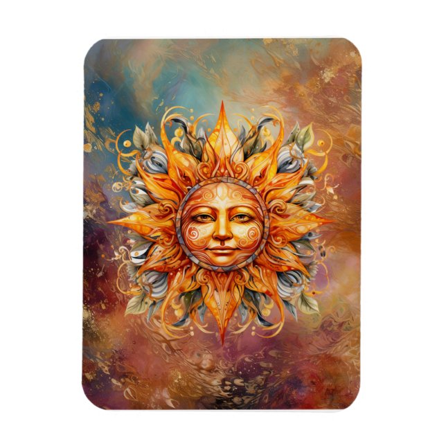 Cosmic Sol Ansikte Digital Art Magnet (Vertikal)