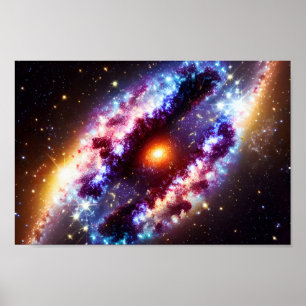 Cosmic Sol bakom Galactic Clouds Himlar Exerspace Poster