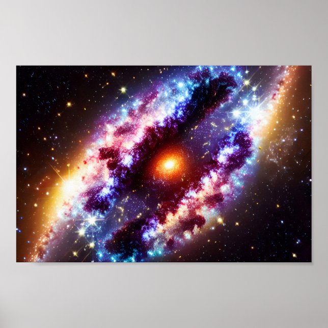 Cosmic Sol bakom Galactic Clouds Himlar Exerspace Poster (Framsidan)