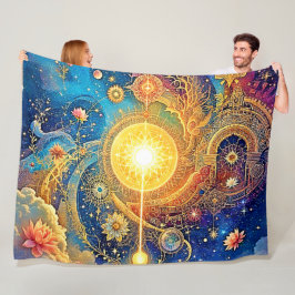 Cosmic Sol Mandala Art Fleecefilt