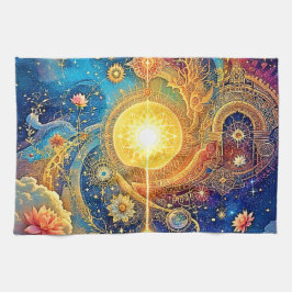 Cosmic Sol Mandala Art Kökshandduk