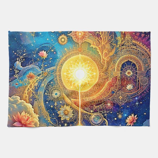 Cosmic Sol Mandala Art Kökshandduk (Horisontell)