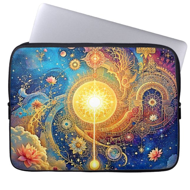 Cosmic Sol Mandala Art Laptop Fodral (Framsidan)