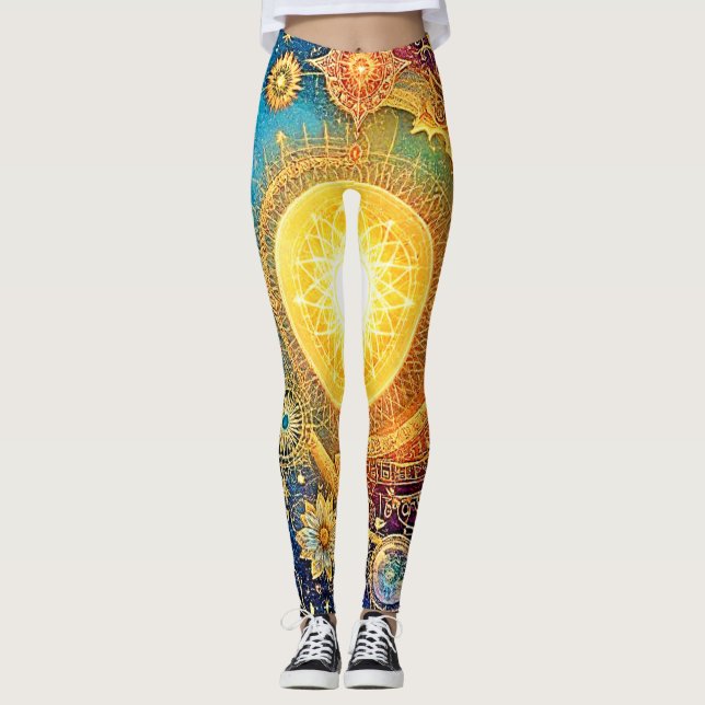 Cosmic Sol Mandala Art Leggings (Framsida)