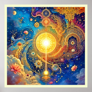 Cosmic Sol Mandala Art Poster