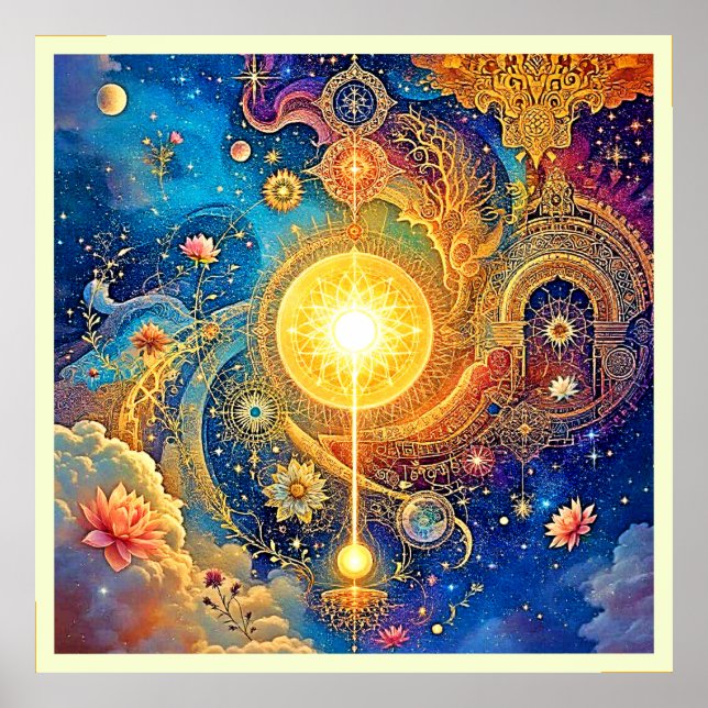 Cosmic Sol Mandala Art Poster (Framsidan)