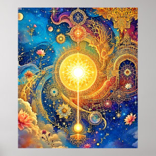Cosmic Sol Mandala Art Poster