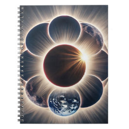 Cosmic Solar Eclipse Celestial Art Anteckningsbok