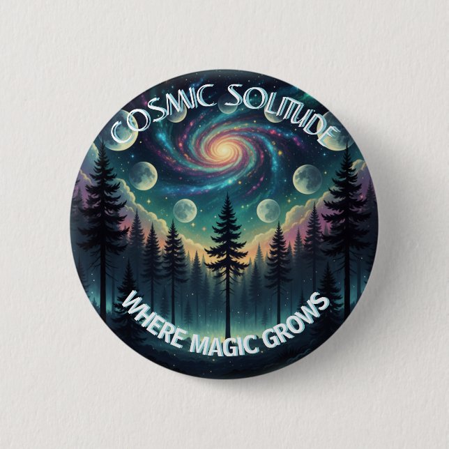 Cosmic Solitude Galaxy Forest • Månfaser Knapp (Framsida)