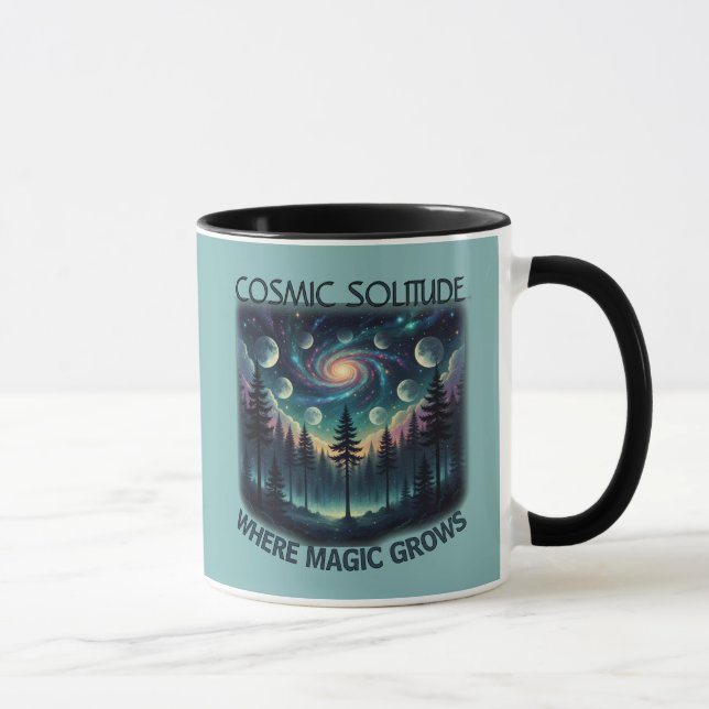 Cosmic Solitude Galaxy Forest • Moon Phases Mugg (Höger)
