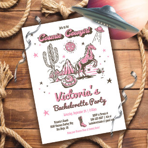 Cosmic Space Cowgirl Westerna Bachelorette Party Inbjudningar