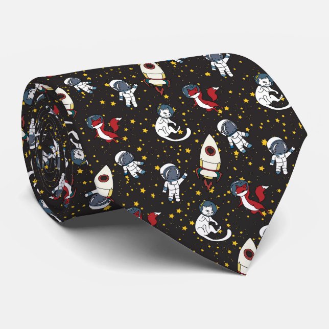 Cosmic space man fox cat stars pattern slips (Rullad)