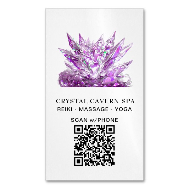*~* Cosmic Sparkling Magic Magenta QR Crystal Magnetiska Visitkort (Framsida vertikal)