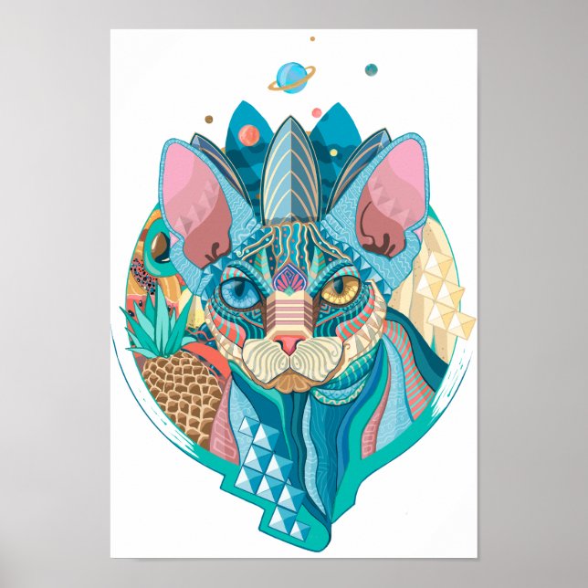 Cosmic Sphynx Cat Poster (Framsidan)