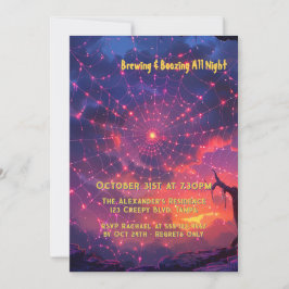 Cosmic Spindelnät Halloween-Anpassningsbar Inbjudningar