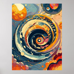 Cosmic Spiral: Abstrakt Galactic Swirl Art Poster