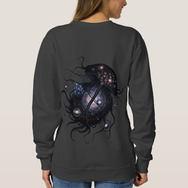 Cosmic Stardust Jellyfish Art Sweatshirt T Shirt (Baksida)