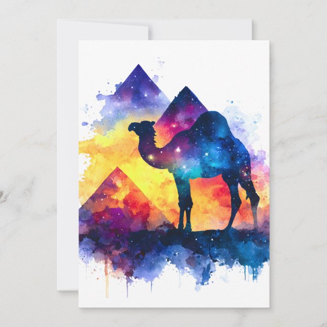 Cosmic Starry Night Egyptian Camel Ligcape Julkort (Framsida)