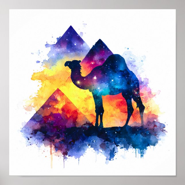 Cosmic Starry Night Egyptian Camel Ligcape Poster (Framsidan)