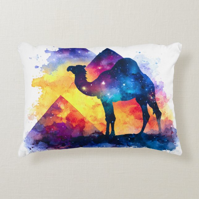 Cosmic Starry Night Egyptian Camel Ligcape Prydnadskudde (Framsidan)