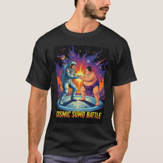 Cosmic Sumo Showdown - Retro 80s Sci-Fi Wrestling T Shirt