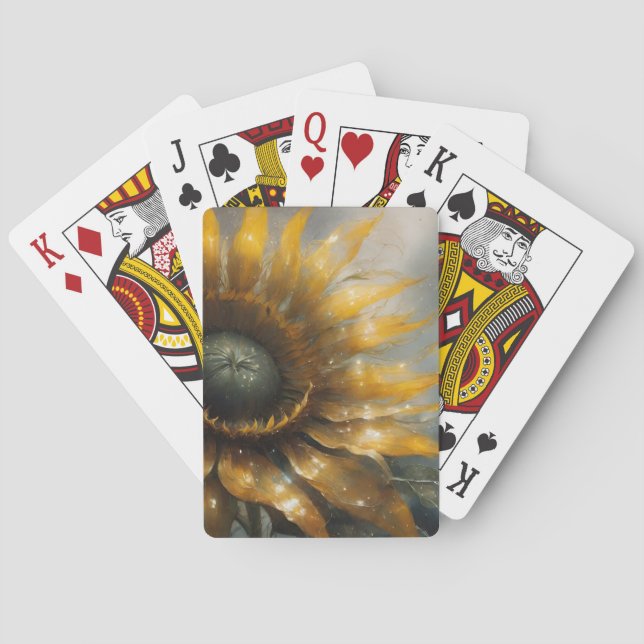Cosmic Sunflower - AI Fantasy Digital Art Print Casinokort (Baksidan)