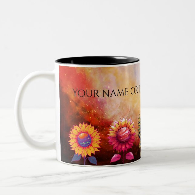Cosmic Sunflower Mug-Personalized Gift Två-Tonad Mugg (Vänster)