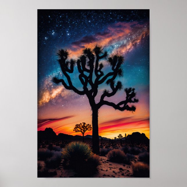 Cosmic Sunset i Joshua Träd nationalpark Art Poster (Framsidan)