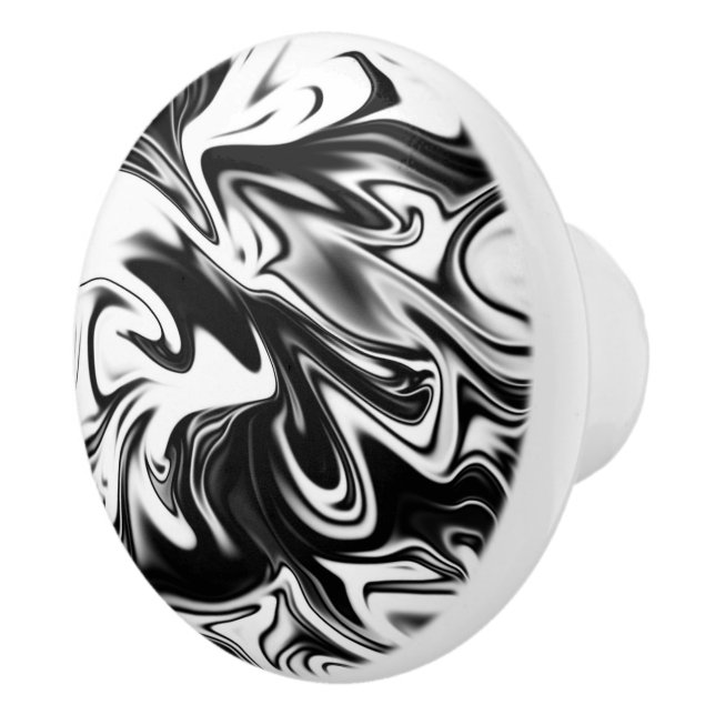 "Cosmic Swirl: The Black and White Marble Elegance Knopp (Höger)