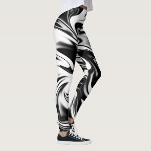 "Cosmic Swirl: The Black and White Marble Elegance Leggings